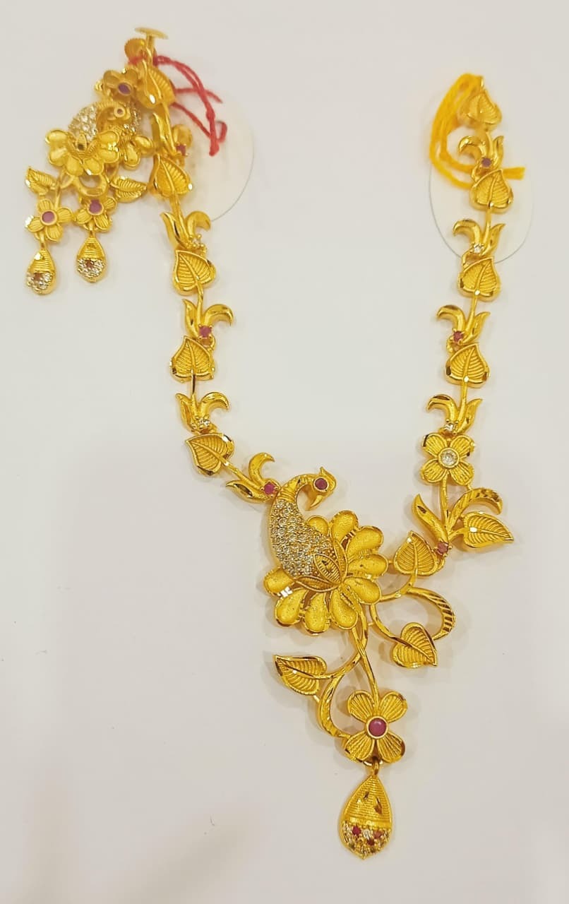 Forming Necklace With Ear Ring Pink With White Fn0009