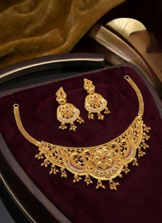 Choker Necklace With Ear Ring Cn0002