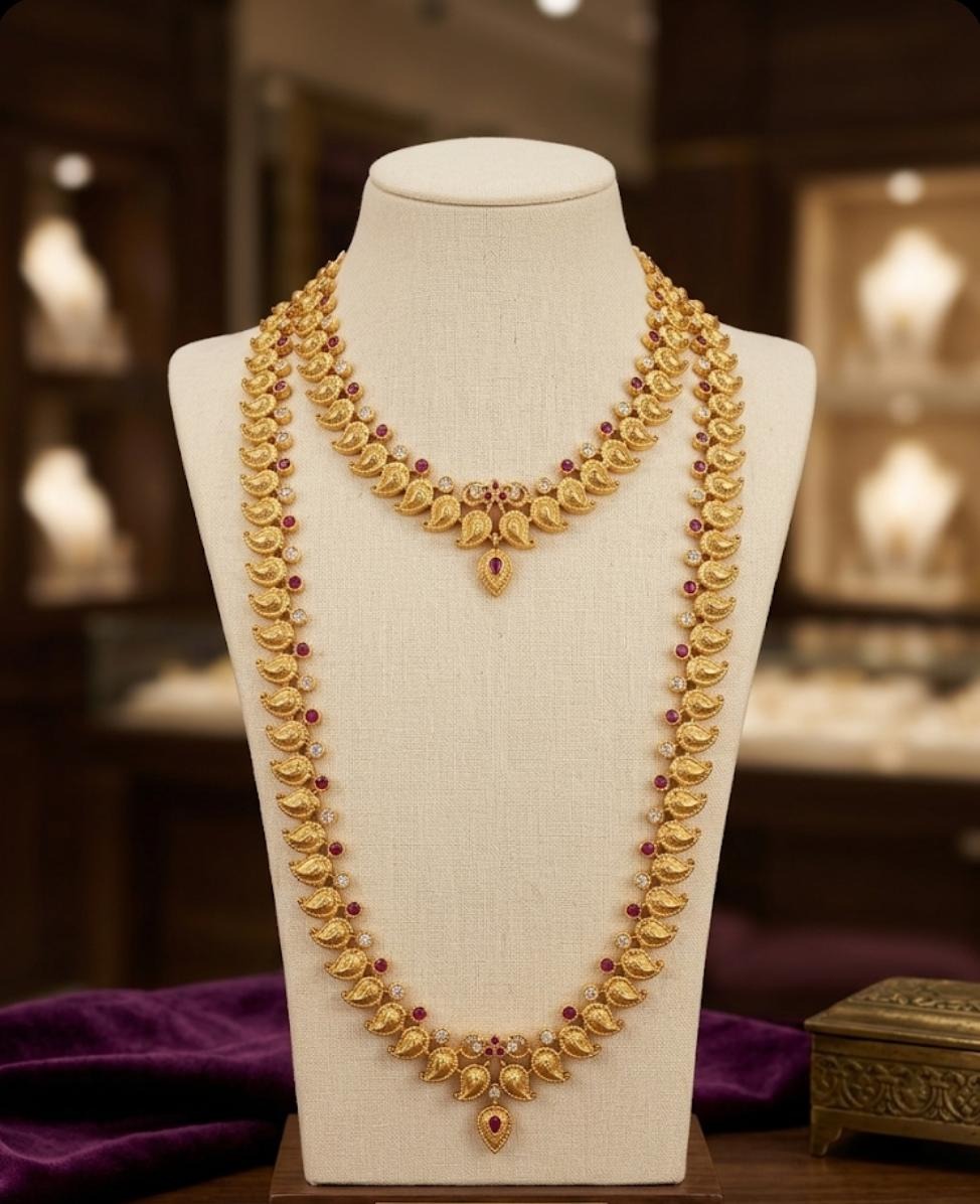 Stone Aaram Necklace Sa0093 Pink With White