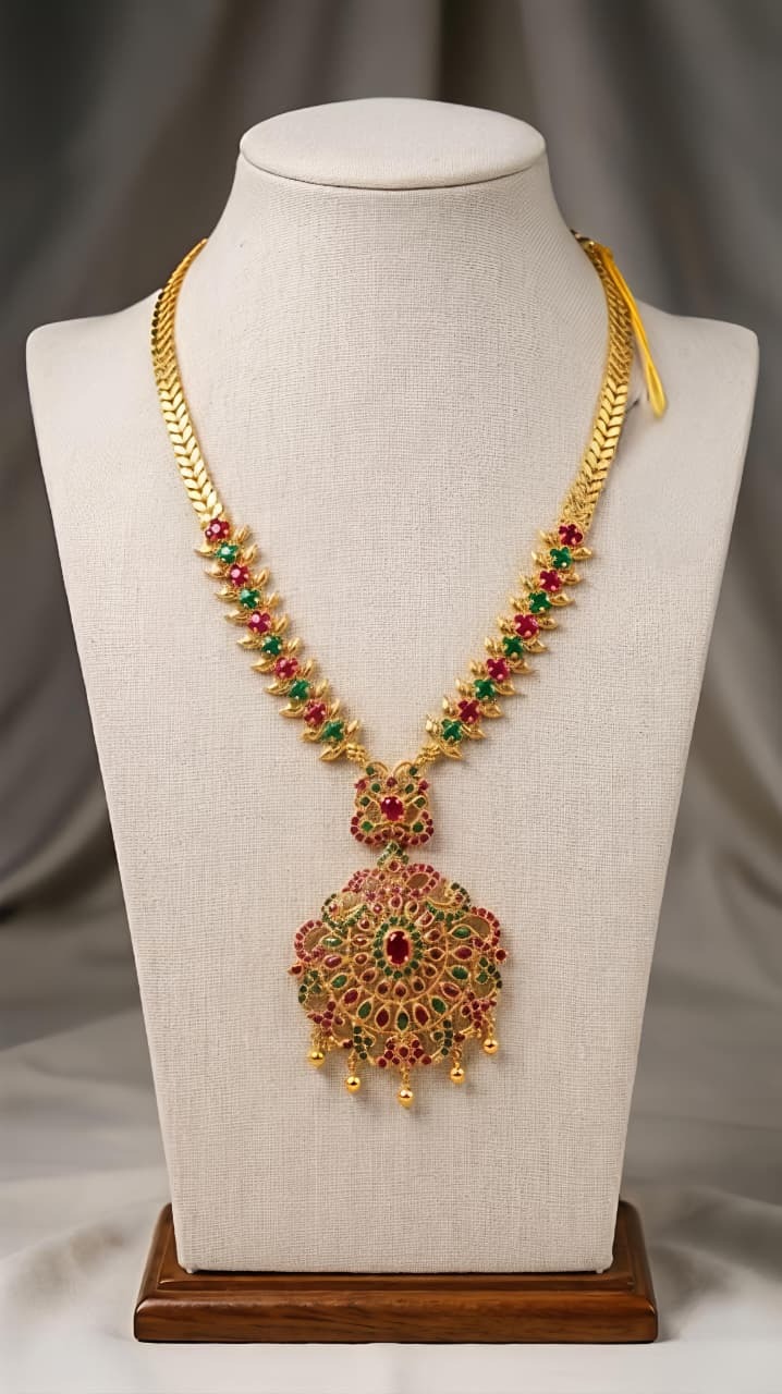 Ad Stone Necklace Ns0152 Pink With Green
