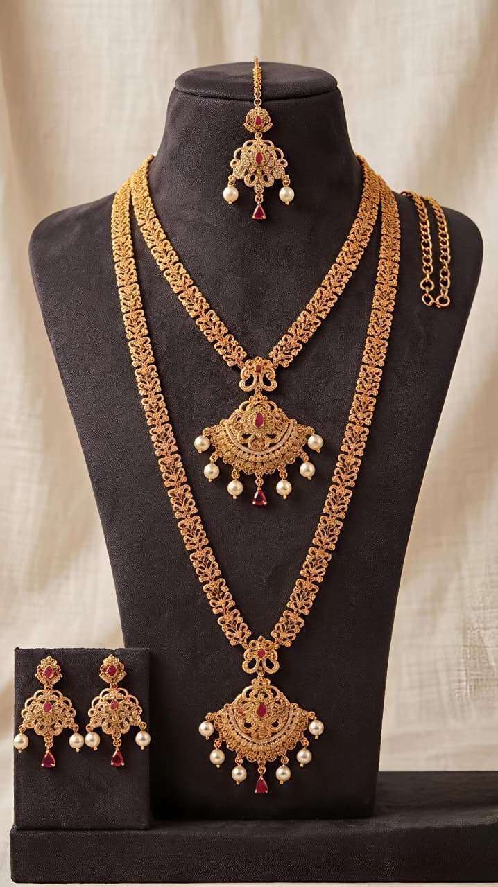 Aaram Necklace Combo Set Ac0013 Pink With White