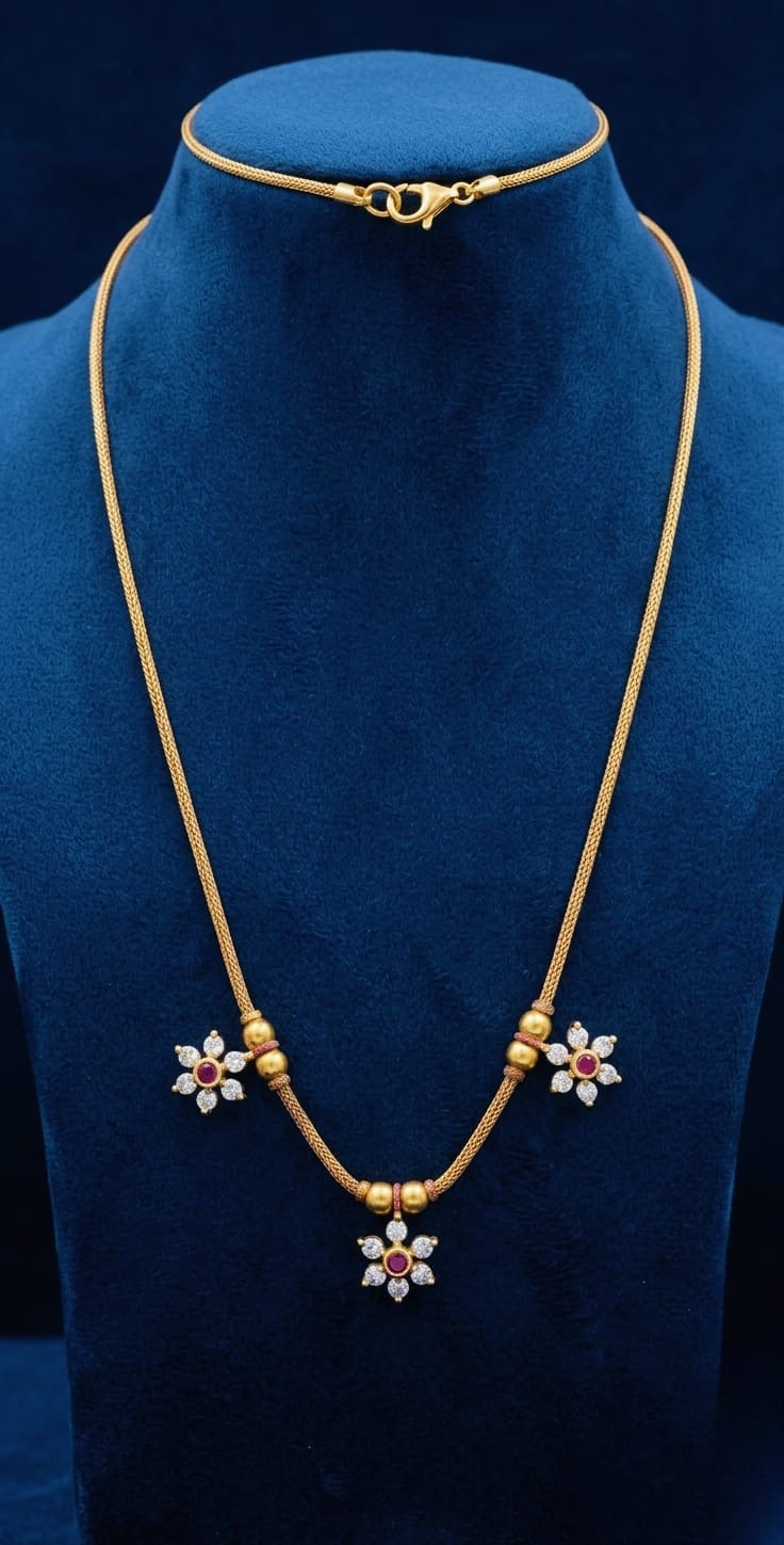 3 Stone Flower 18 Inch Chain Ei0181