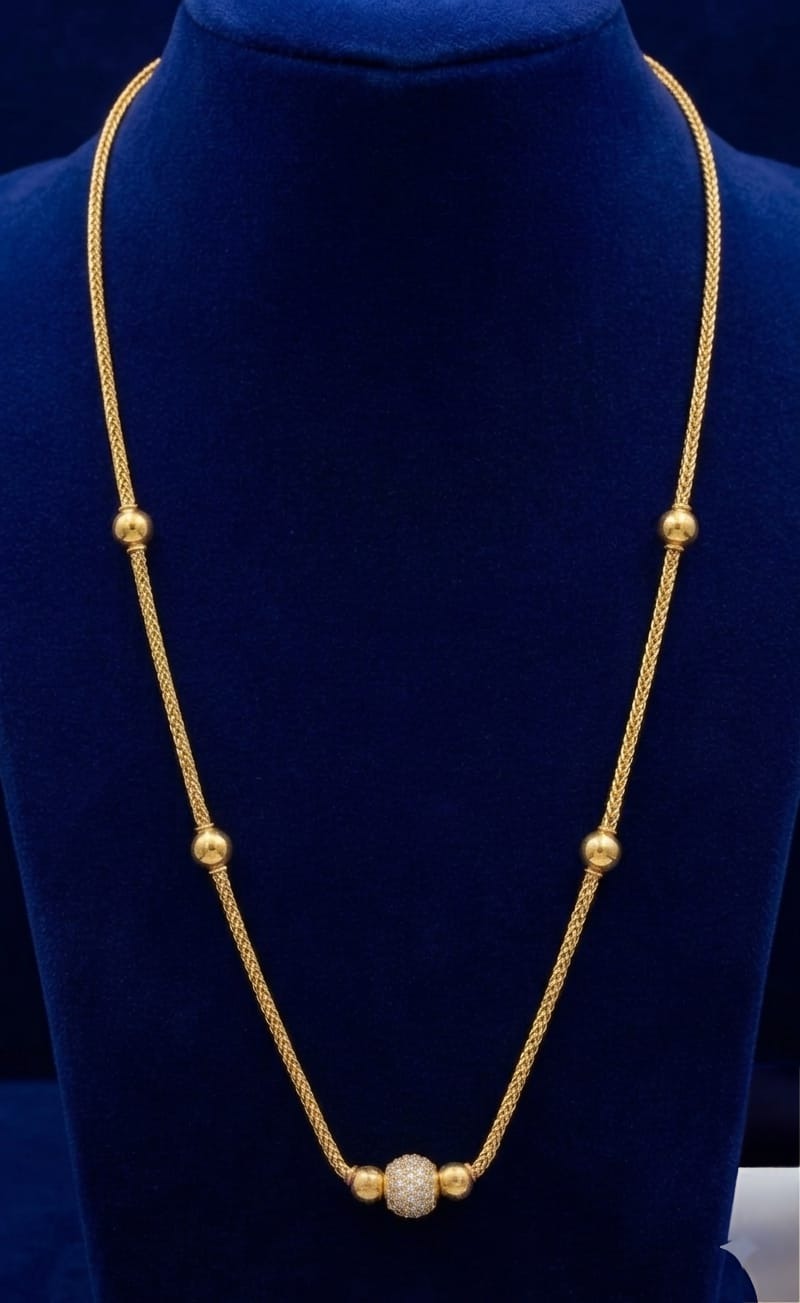 White Stone Ball 18 Inch Chain Ei0180