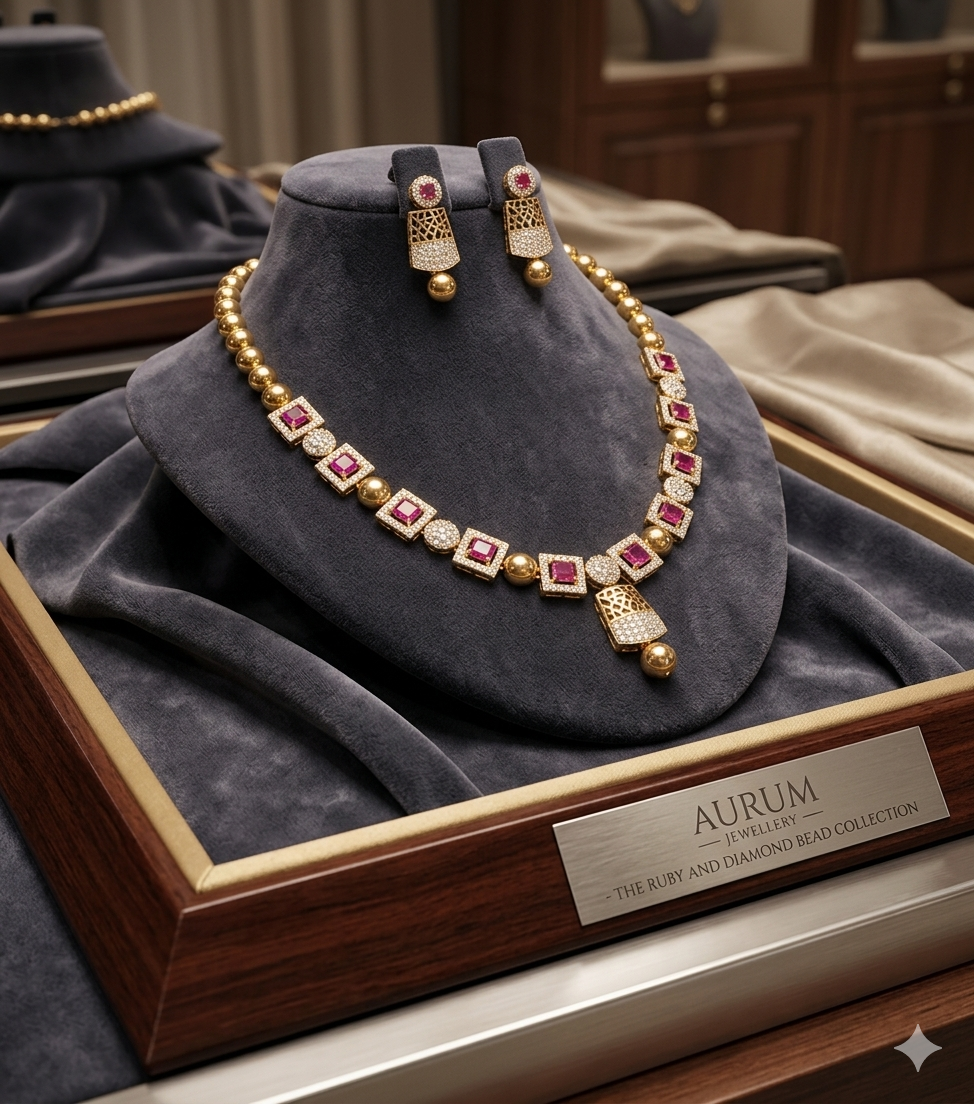 Ad Stone Necklace With Earring Ne0070 Pink With White