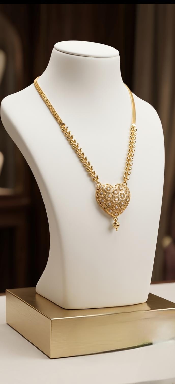 Forming Necklace White Stone Heart Dollar Nf0027