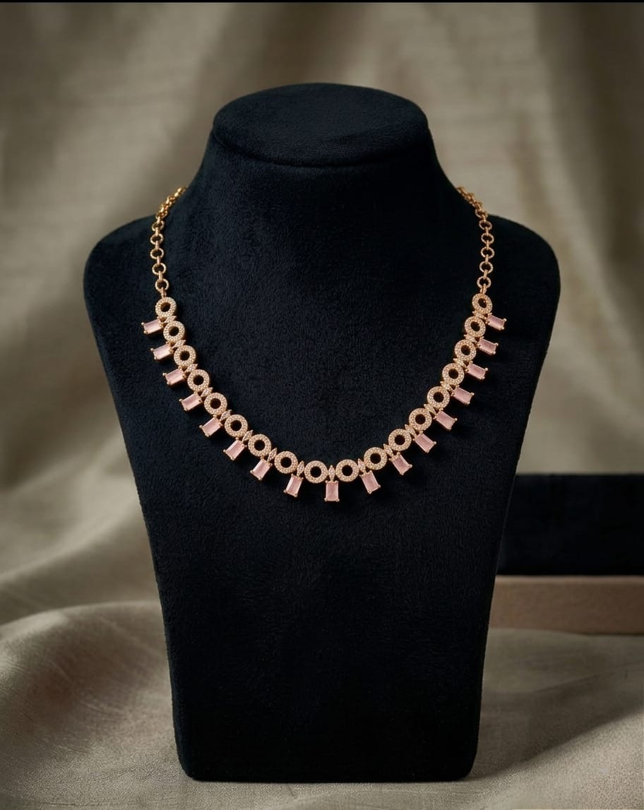 Ad Stone Peach Color Necklace Sn0247