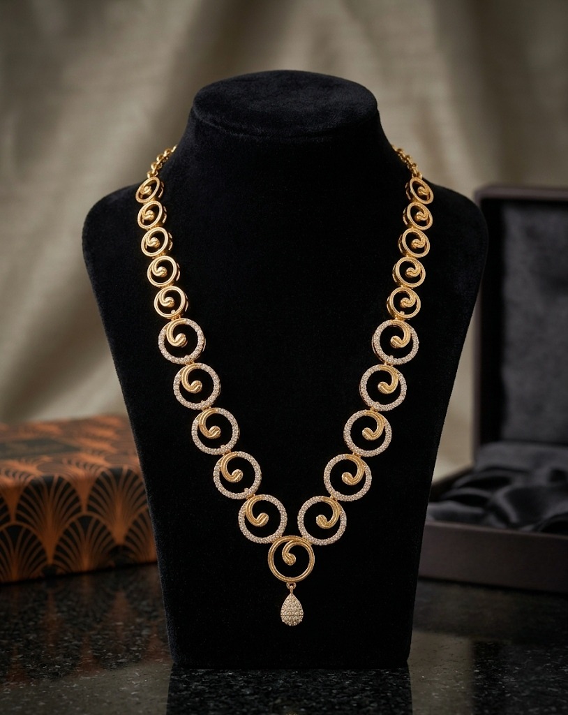 Ad Stone Round White Stone Necklace Sn0245