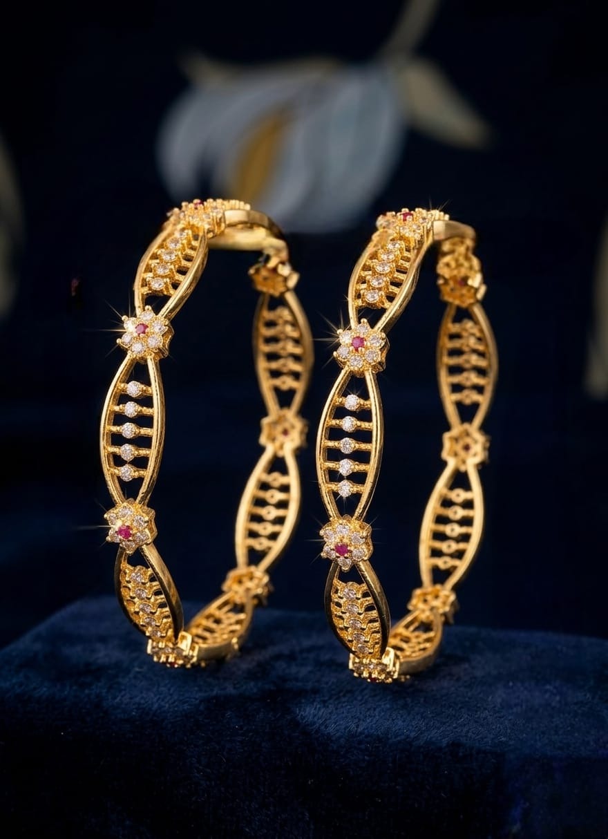 2.4 Ad Stone Bangle Flower Pink With White	24ad0031