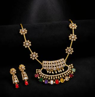 Ad Stone Necklace With Earring Ne0078