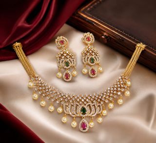 Ad Stone Necklace With Earring Ne0077
