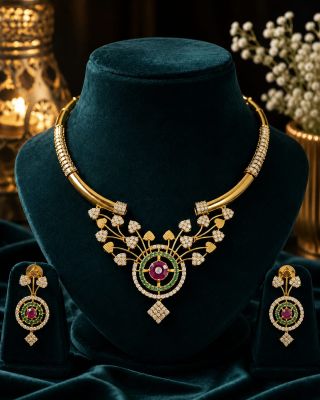 Ad Stone Necklace With Earring Ne0075