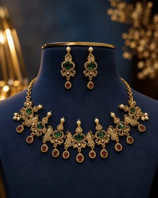 Ad Stone Necklace With Ear Ring An0057